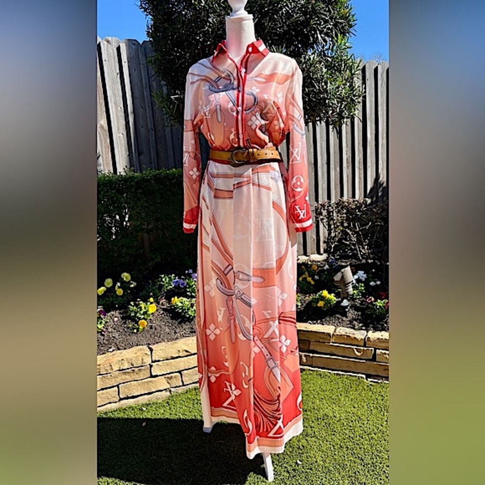 Anna Irion LV Equestrian Print Maxi Dress, Size M (Asian sizing; US Small)